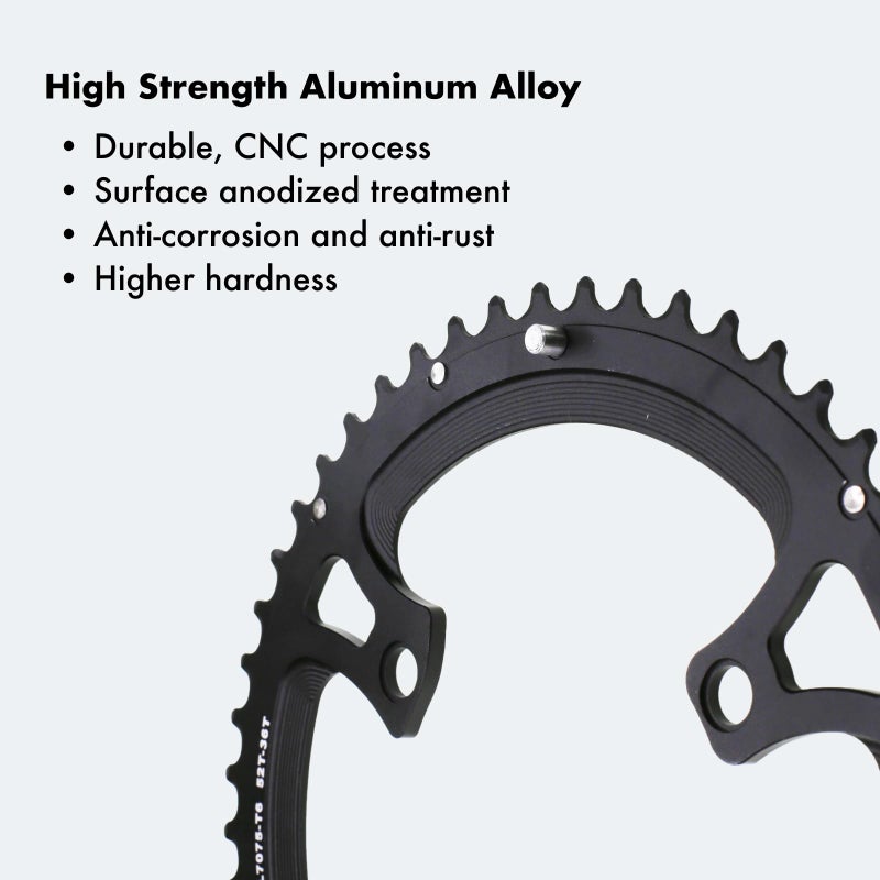 DJC Components DJC Road Bike Chainring 110BCD 4 Arms Round 2X Chainring Double 52t 36t for Shimano 4700 5800 6800 9000 R7000 R8000 R9100 (Round 50-34T) - Image 4